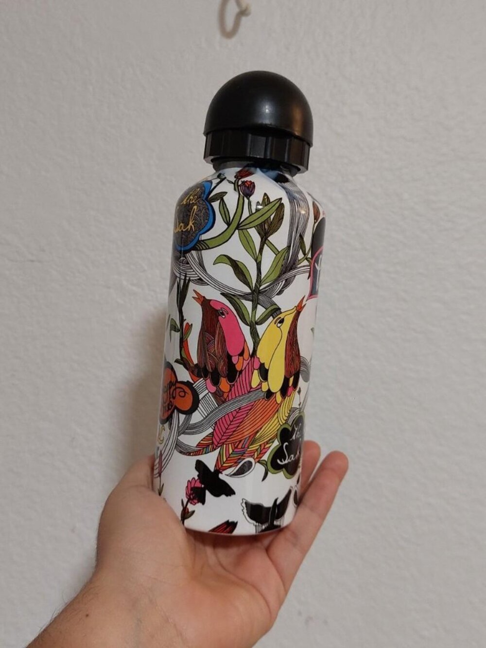 RARE SAKROOTS BIRD PEACE Floral water bottle with black lid #floral #waterbottle